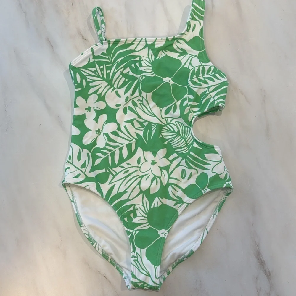 Abercrombie Kids Aysmmetrical Cut Out Floral Swimsuit!